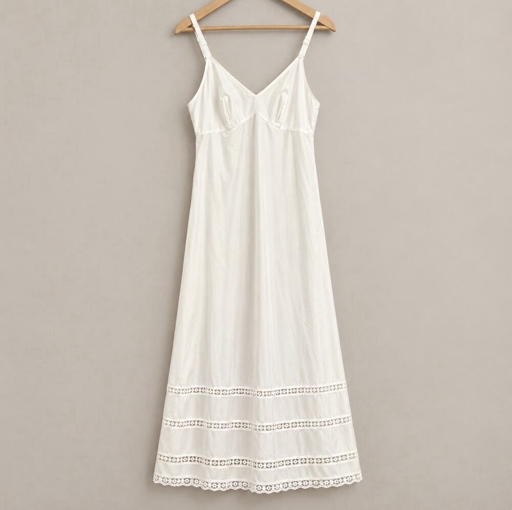 Vintage Gossard Artemis Full Slip Sz 38 Antron Lace Coquette Bridal Honeymoon